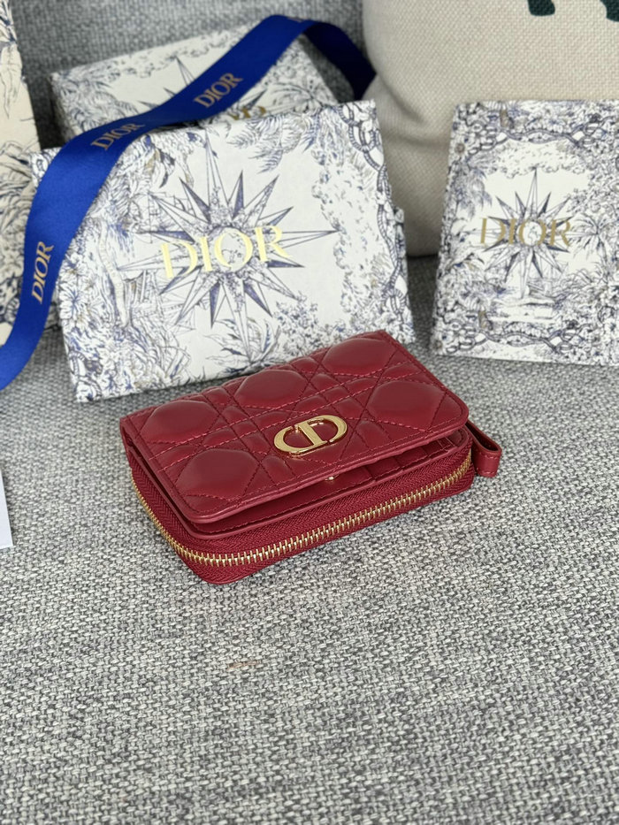 Lady Dior Lambskin Scarlet Wallet Red S5032