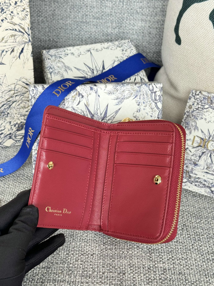 Lady Dior Lambskin Scarlet Wallet Red S5032