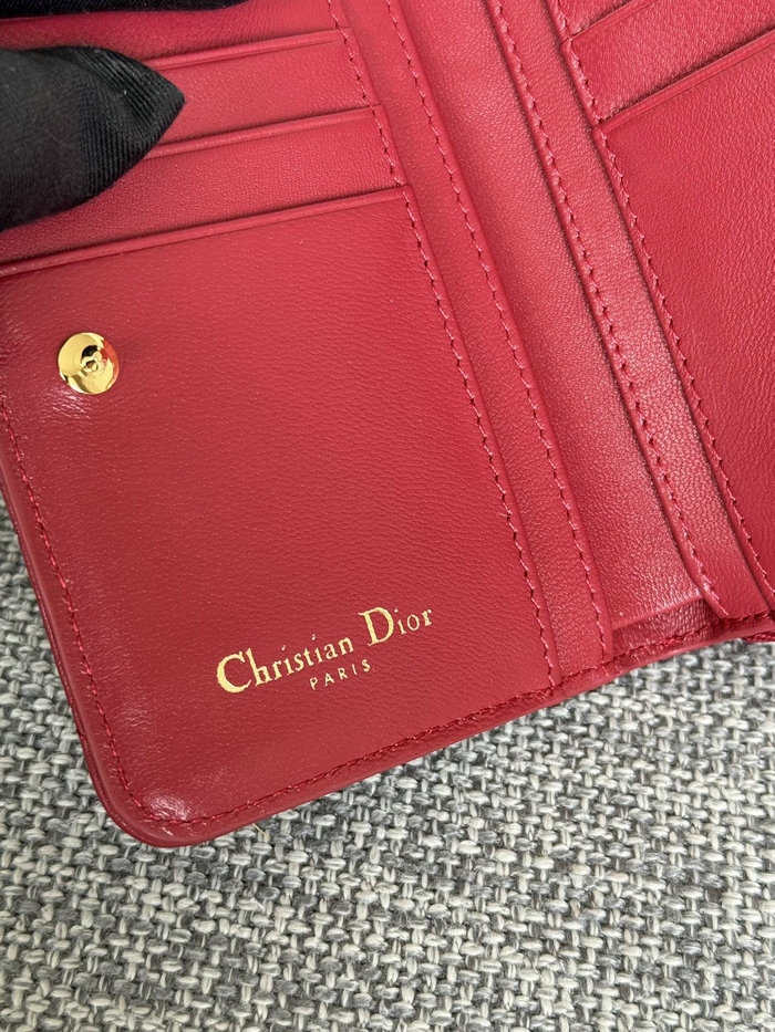 Lady Dior Lambskin Scarlet Wallet Red S5032