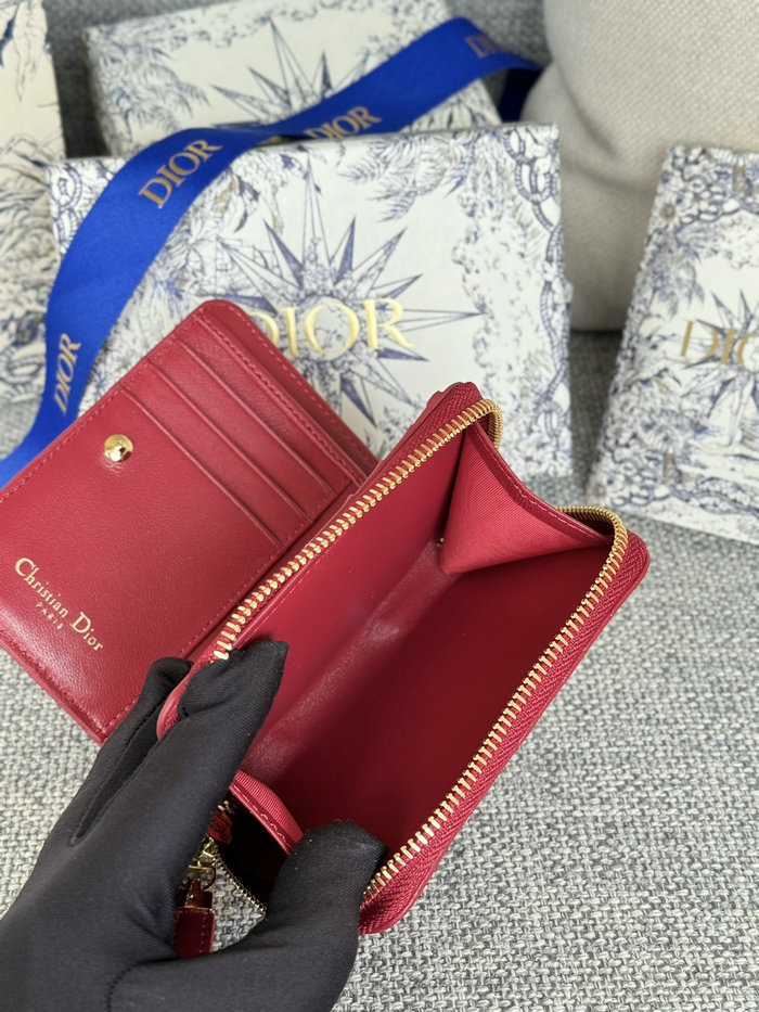 Lady Dior Lambskin Scarlet Wallet Red S5032