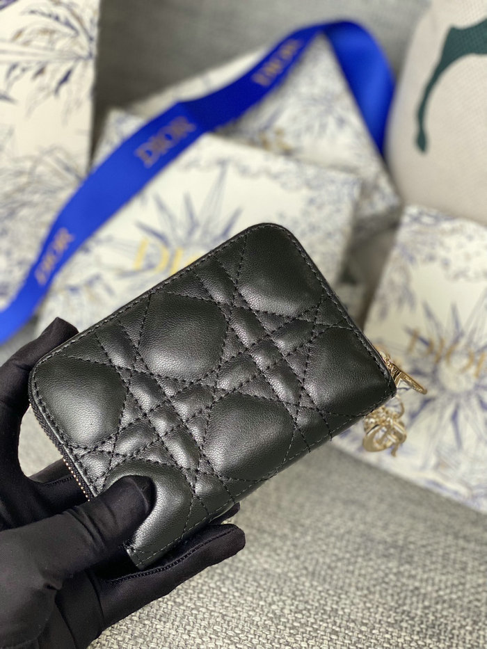 Lady Dior Lambskin Voyageur Small Coin Purse Black S0985