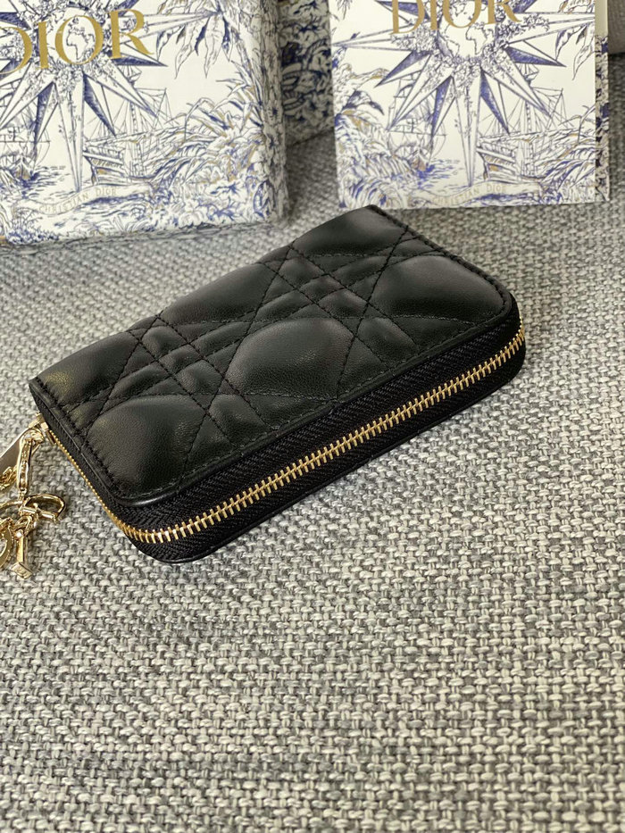 Lady Dior Lambskin Voyageur Small Coin Purse Black S0985