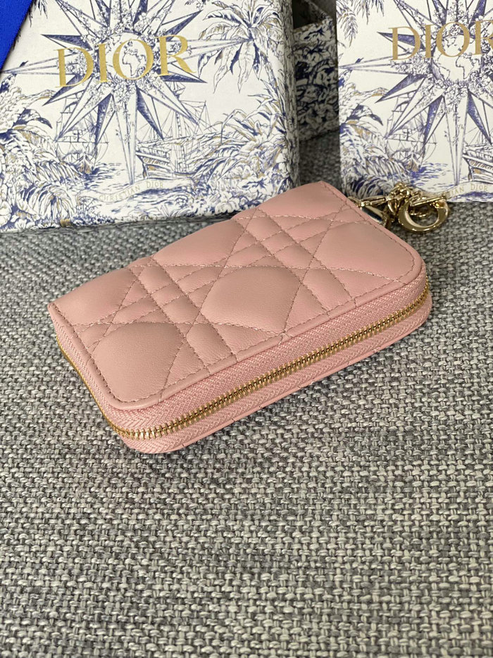 Lady Dior Lambskin Voyageur Small Coin Purse Pink S0985