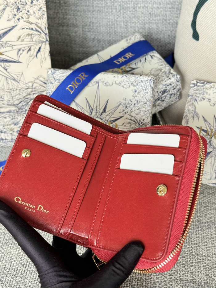 Lady Dior Patent Scarlet Wallet Red S5032