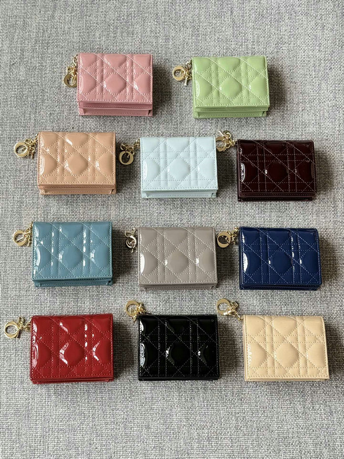 Mini Lady Dior Patent Gardenia Wallet S0178