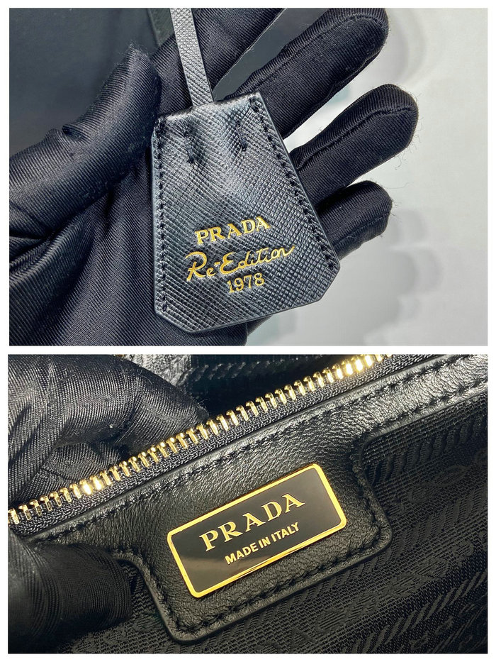 Prada Nylon Top Handle Bag Black 1BB233