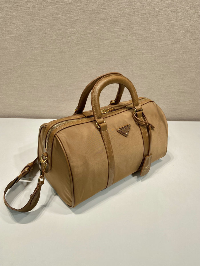 Prada Nylon Top Handle Bag Tan 1BB233