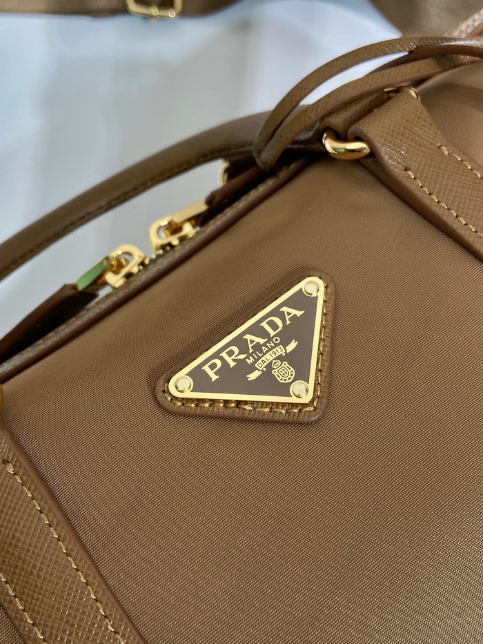 Prada Nylon Top Handle Bag Tan 1BB233