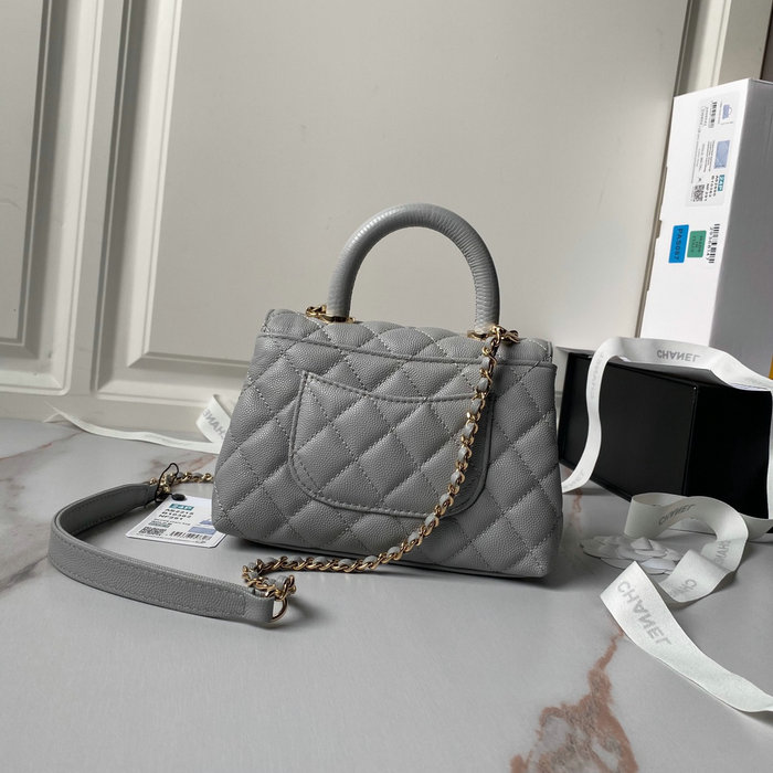 Chanel Mini Flap Bag with Top Handle Grey AS2215