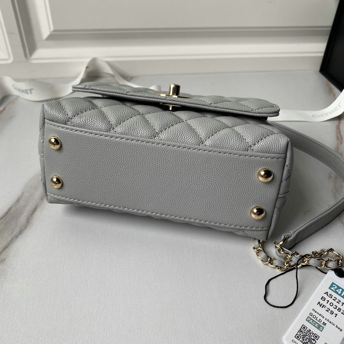 Chanel Mini Flap Bag with Top Handle Grey AS2215