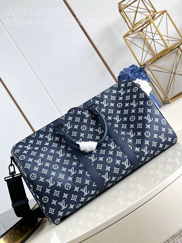 Louis Vuitton Keepall Bandouliere 50 Blue M24953