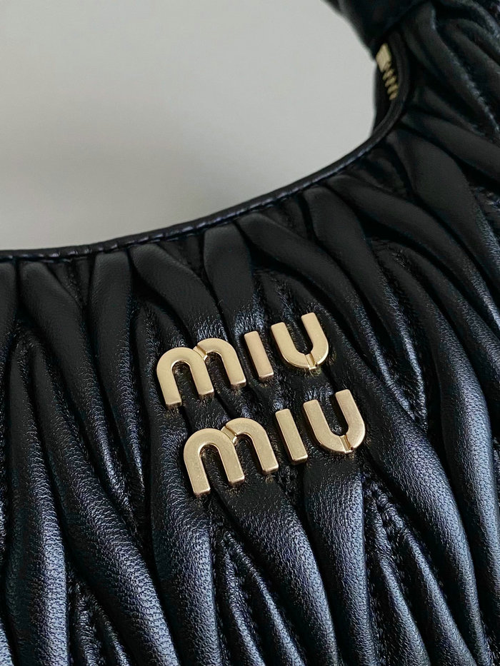 Miu Miu Wander Nappa Leather Hobo Bag Black 5BC125