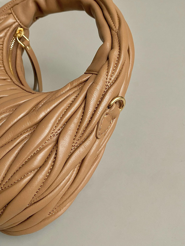 Miu Miu Wander Nappa Leather Hobo Bag Caramel 5BC125