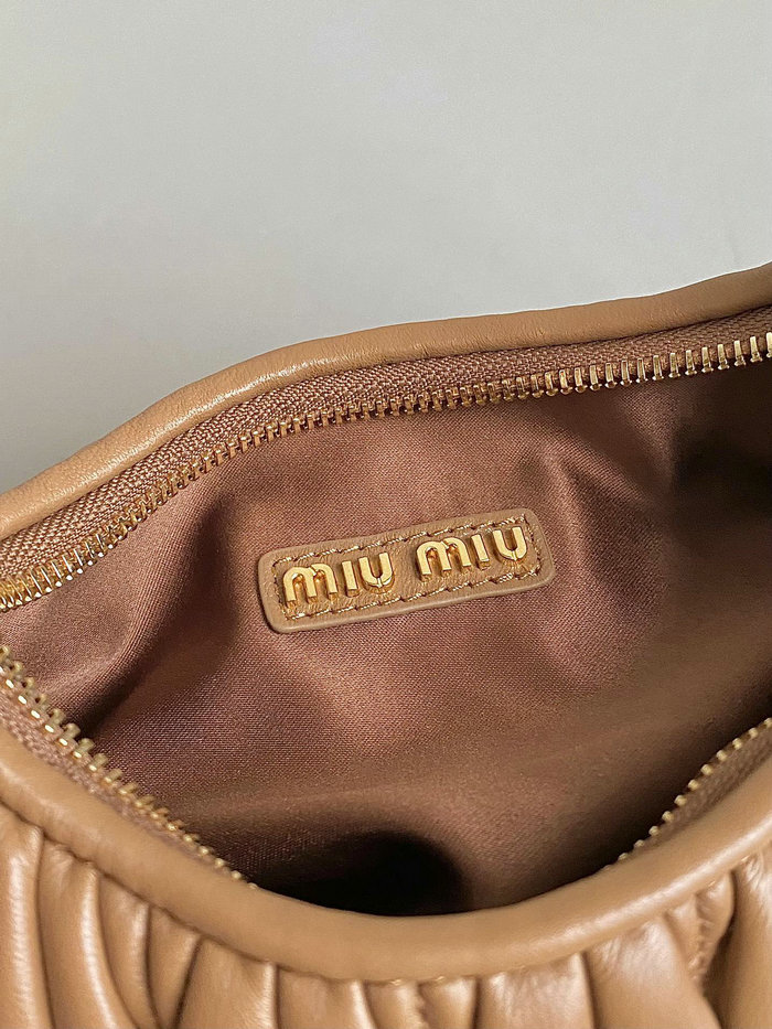 Miu Miu Wander Nappa Leather Hobo Bag Caramel 5BC125