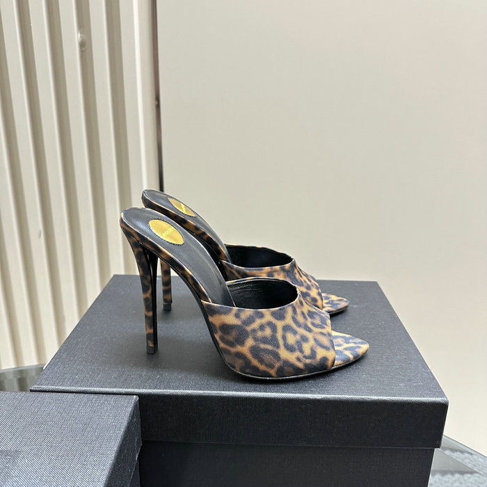 Saint Laurent Goldie Leopard Mules MSS043002