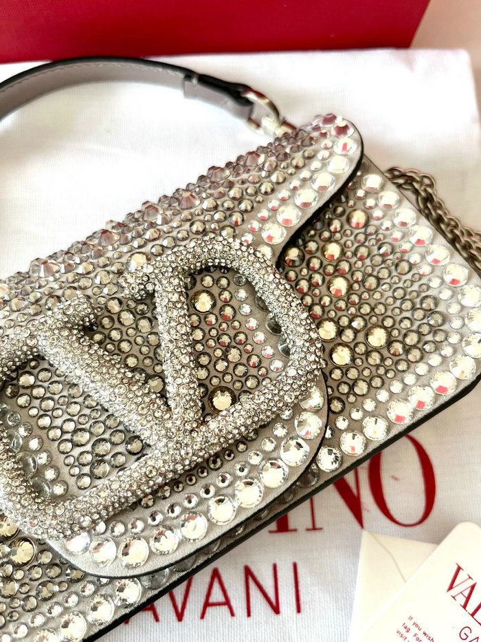 Valentino Small Loco Shoulder Bag Silver V5013