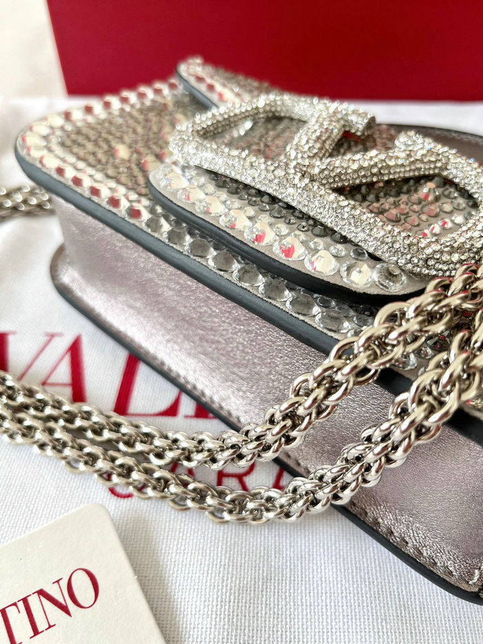 Valentino Small Loco Shoulder Bag Silver V5013