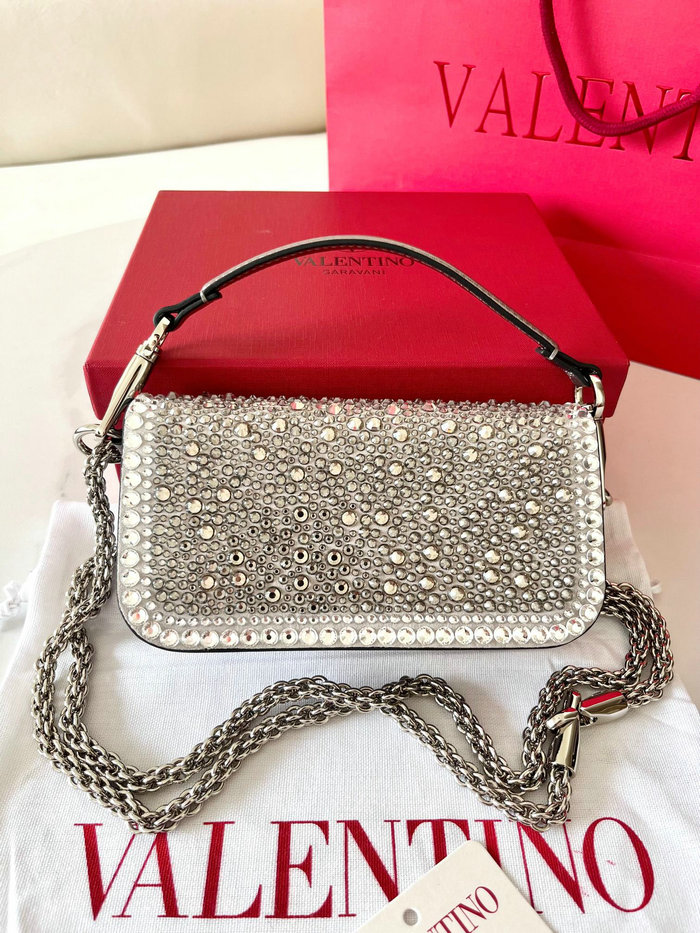 Valentino Small Loco Shoulder Bag Silver V5013