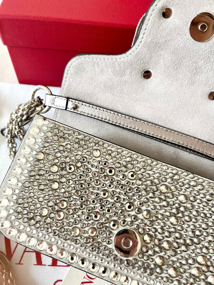 Valentino Small Loco Shoulder Bag Silver V5013