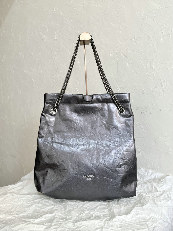 Balenciaga Crush Medium Tote Bag Silver B742941