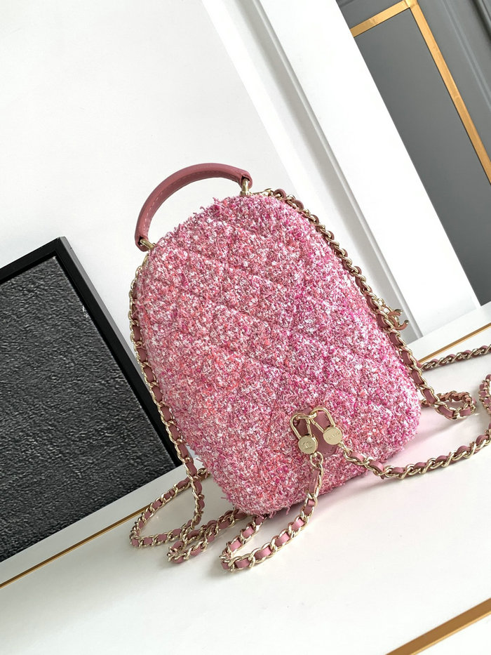 Chanel Tweed Backpack Pink AP3753