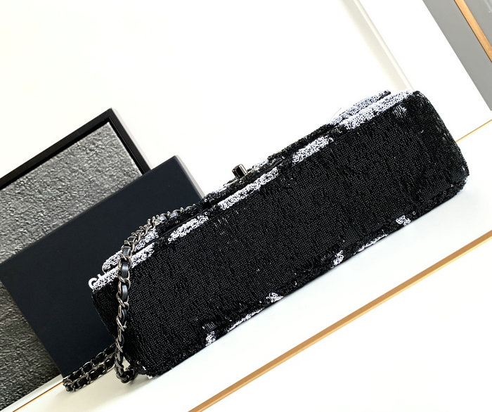 Medium Chanel Sequins Flap Bag Black AS2425