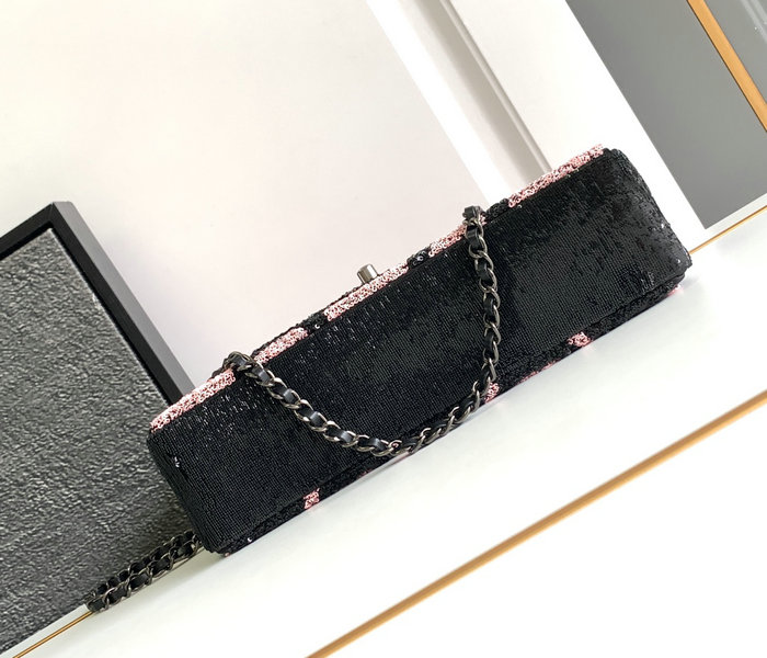 Medium Chanel Sequins Flap Bag Pink AS2425