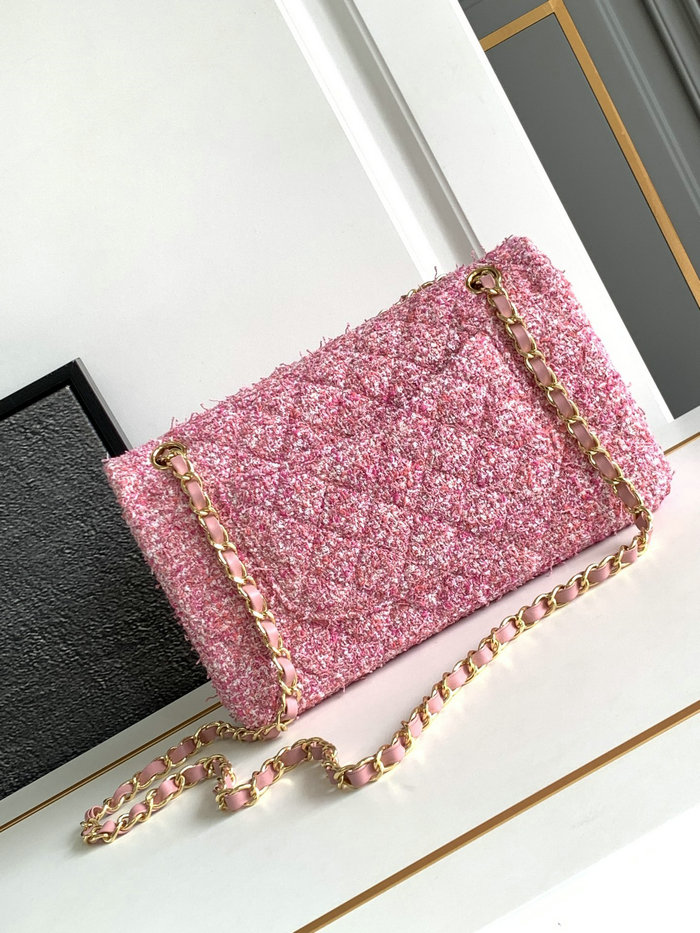 Medium Chanel Tweed Bag Pink A1112