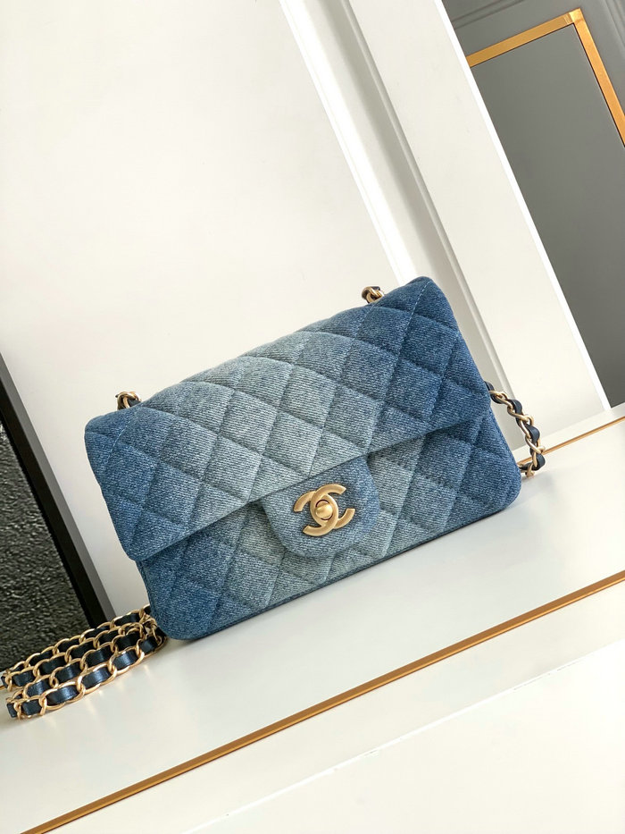 Small Chanel Denim Bag Blue A1116