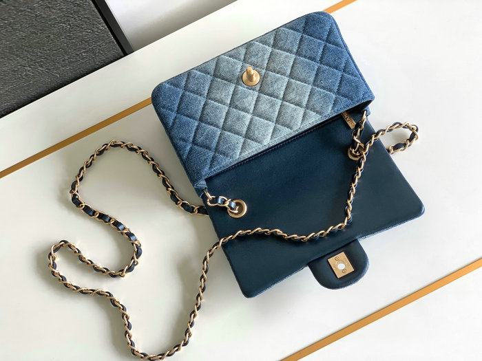 Small Chanel Denim Bag Blue A1116