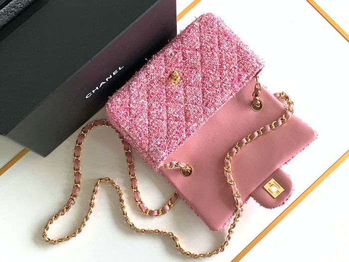 Small Chanel Tweed Bag Pink A1116