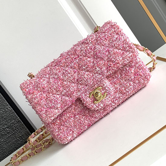 Small Chanel Tweed Bag Pink A1116