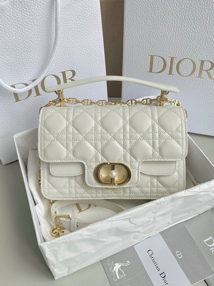 Small Dior Jolie Top Handle Bag White D6551