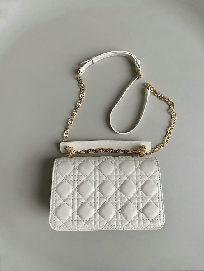 Small Dior Jolie Top Handle Bag White D6551