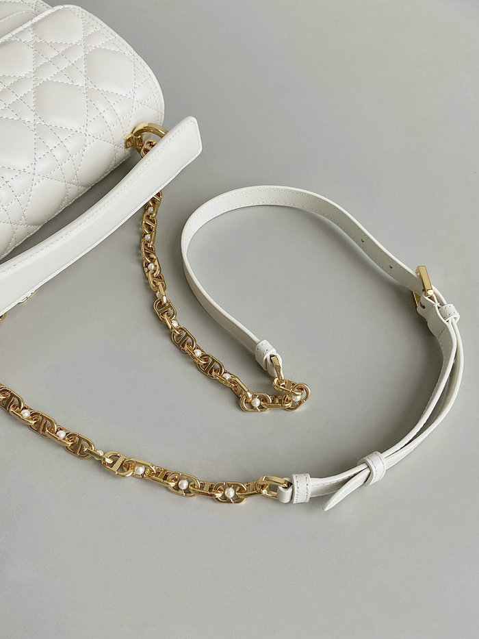 Small Dior Jolie Top Handle Bag White D6551