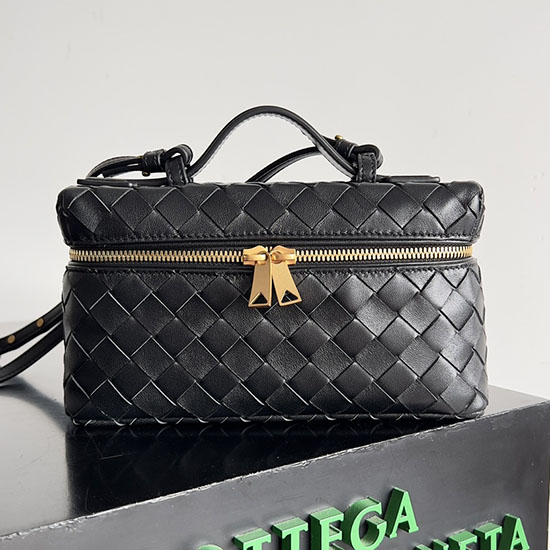 Bottega Veneta Bang Bang Vanity Case B789109 Black with Gold