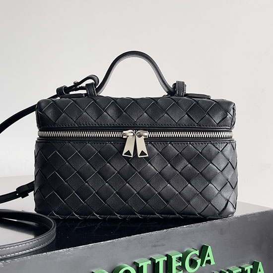 Bottega Veneta Bang Bang Vanity Case B789109 Black with Silver