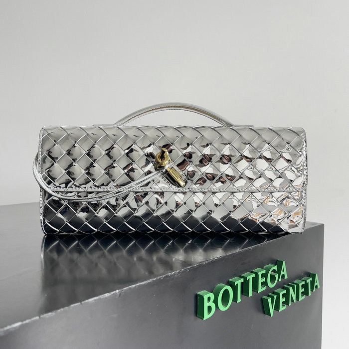 Bottega Veneta Long Clutch Andiamo 741511 Silver with Gold