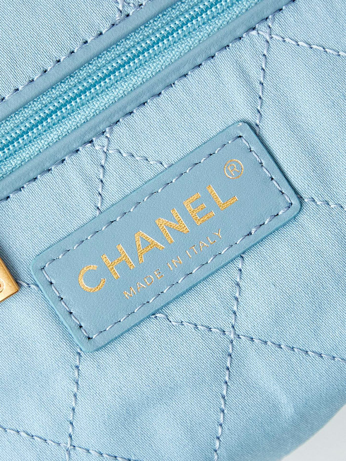 Chanel 22 Handbag AS3261 Metallic Blue