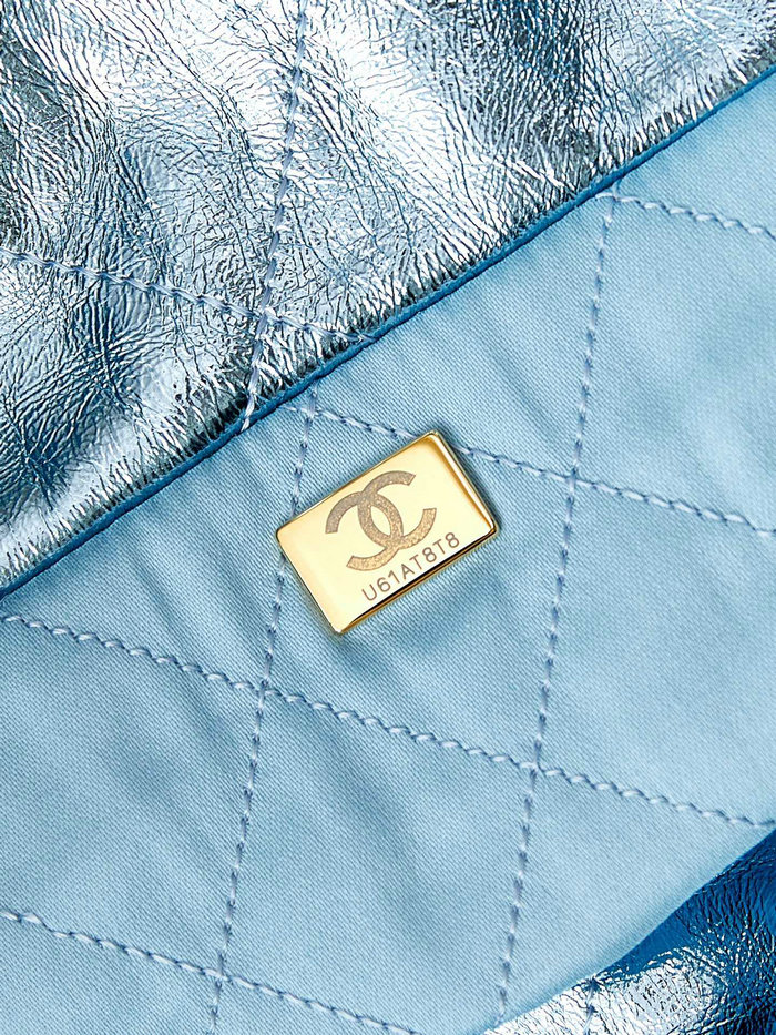 Chanel 22 Handbag AS3261 Metallic Blue