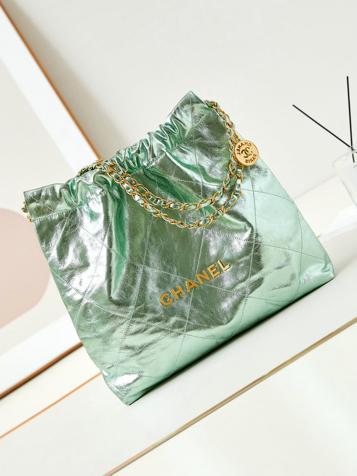 Chanel 22 Handbag AS3261 Metallic Green