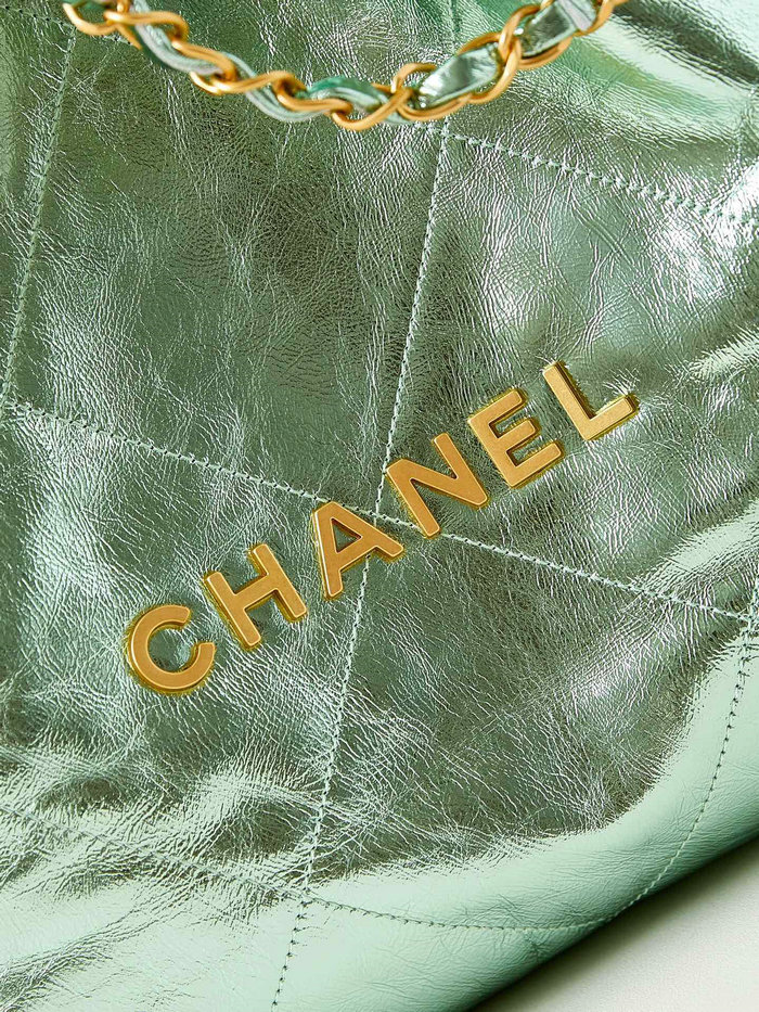 Chanel 22 Handbag AS3261 Metallic Green