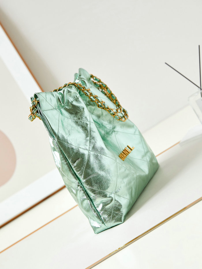 Chanel 22 Handbag AS3261 Metallic Green