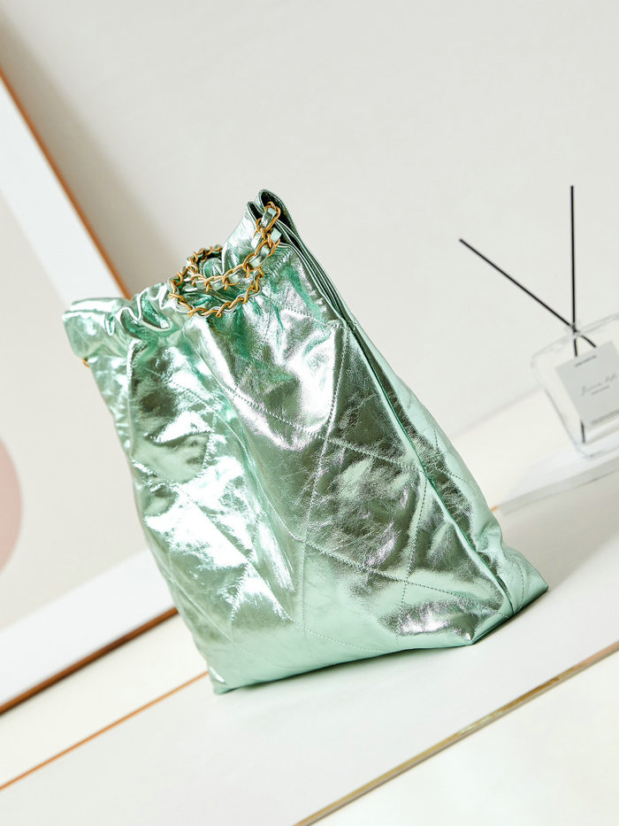 Chanel 22 Handbag AS3261 Metallic Green