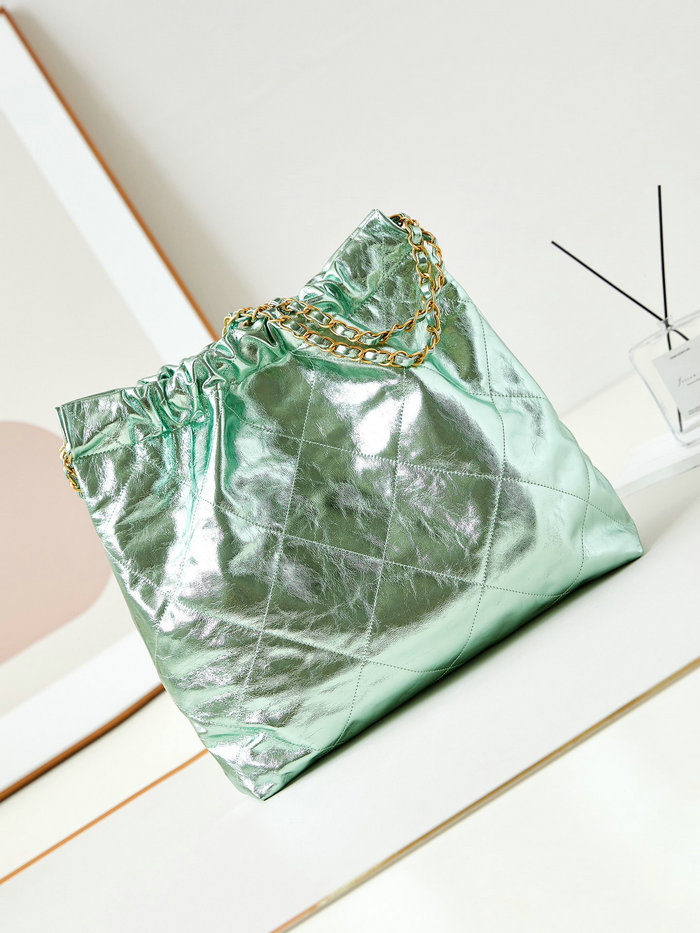 Chanel 22 Handbag AS3261 Metallic Green