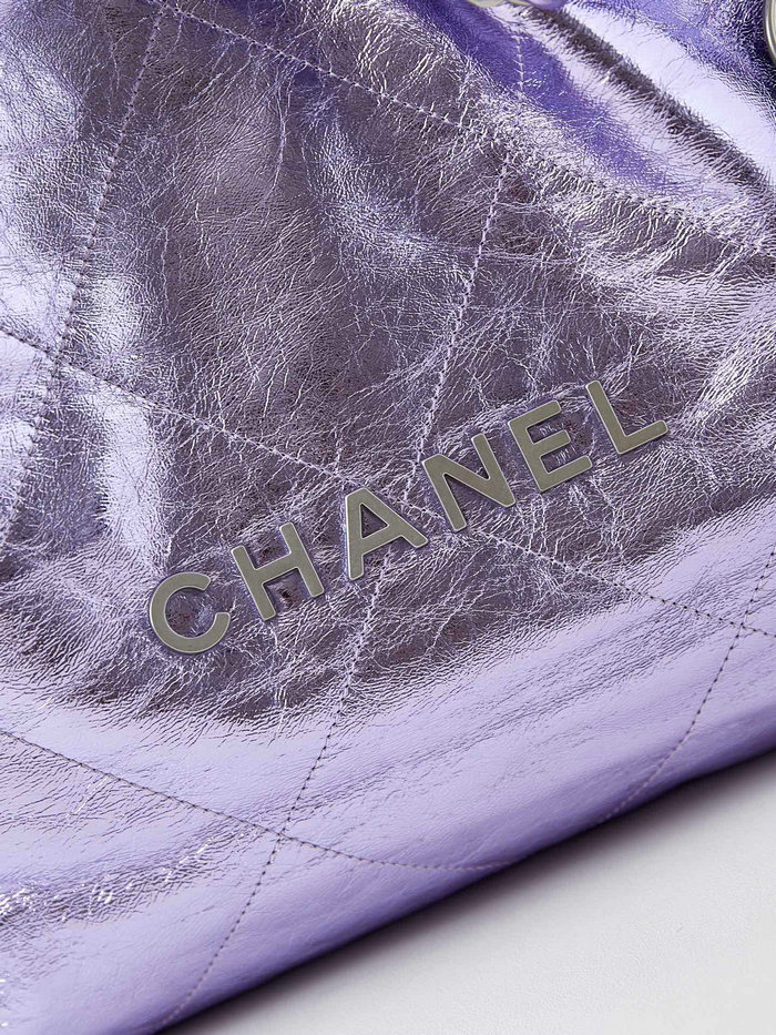 Chanel 22 Handbag AS3261 Metallic Purple