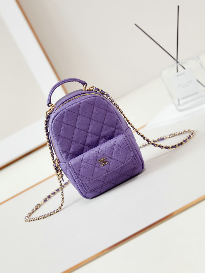 Chanel Grain Calfskin Mini Backpack AP3753 Purple