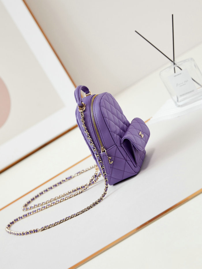 Chanel Grain Calfskin Mini Backpack AP3753 Purple