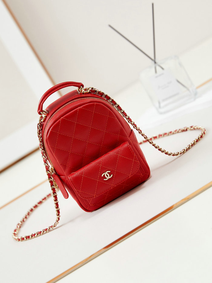 Chanel Grain Calfskin Mini Backpack AP3753 Red