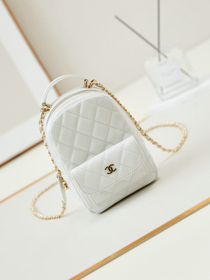 Chanel Grain Calfskin Mini Backpack AP3753 White